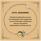 Civil Engineer Sunflower Bracelet - Thanks for being who you are - Birthday Christmas Jewelry Gifts Coworkers Colleague Boss