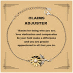 Claims Adjuster Sunflower Bracelet - Thanks for being who you are - Birthday Christmas Jewelry Gifts Coworkers Colleague Boss