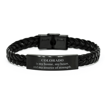 Colorado is my home Gifts, Lovely Colorado Birthday Christmas Braided Leather Bracelet For People from Colorado, Men, Women, Friends - Mallard Moon Gift Shop