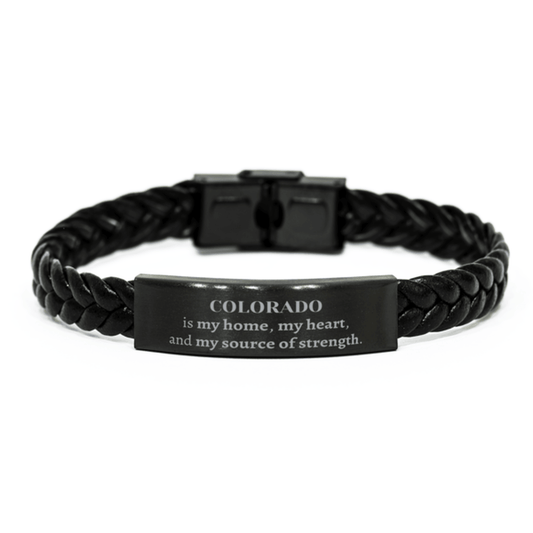 Colorado is my home Gifts, Lovely Colorado Birthday Christmas Braided Leather Bracelet For People from Colorado, Men, Women, Friends - Mallard Moon Gift Shop
