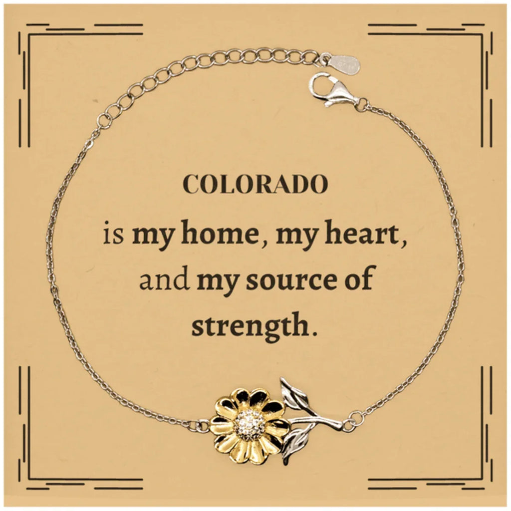 Colorado is my home Gifts, Lovely Colorado Birthday Christmas Sunflower Bracelet For People from Colorado, Men, Women, Friends