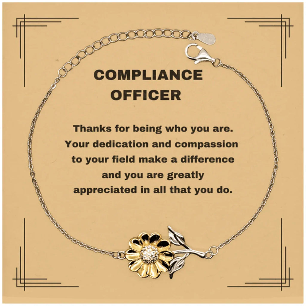 Compliance Officer Sunflower Bracelet - Thanks for being who you are - Birthday Christmas Jewelry Gifts Coworkers Colleague Boss