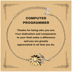 Computer Programmer Sunflower Bracelet - Thanks for being who you are - Birthday Christmas Jewelry Gifts Coworkers Colleague Boss