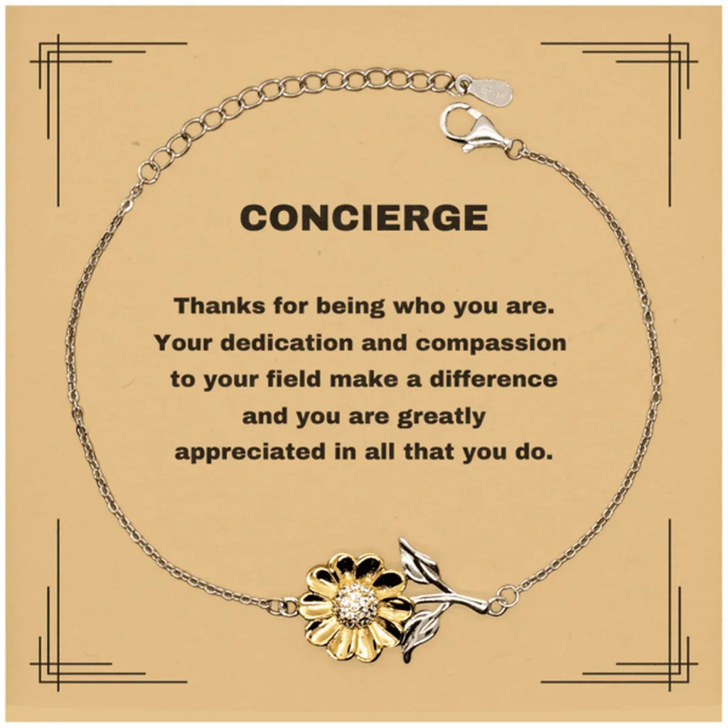 Concierge Sunflower Bracelet - Thanks for being who you are - Birthday Christmas Jewelry Gifts Coworkers Colleague Boss