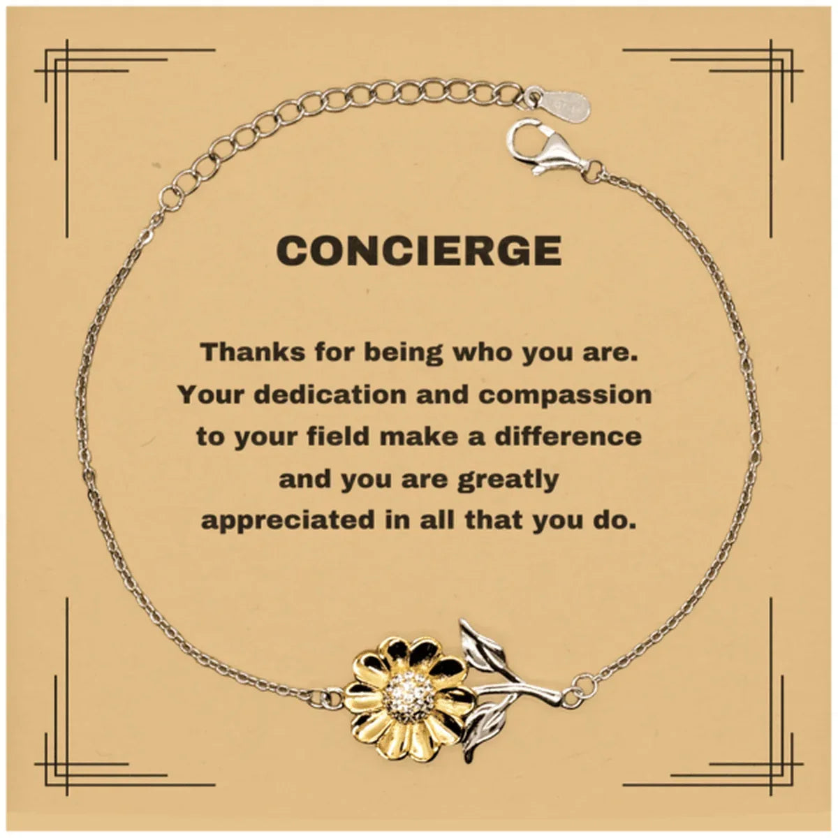 Concierge Sunflower Bracelet - Thanks for being who you are - Birthday Christmas Jewelry Gifts Coworkers Colleague Boss