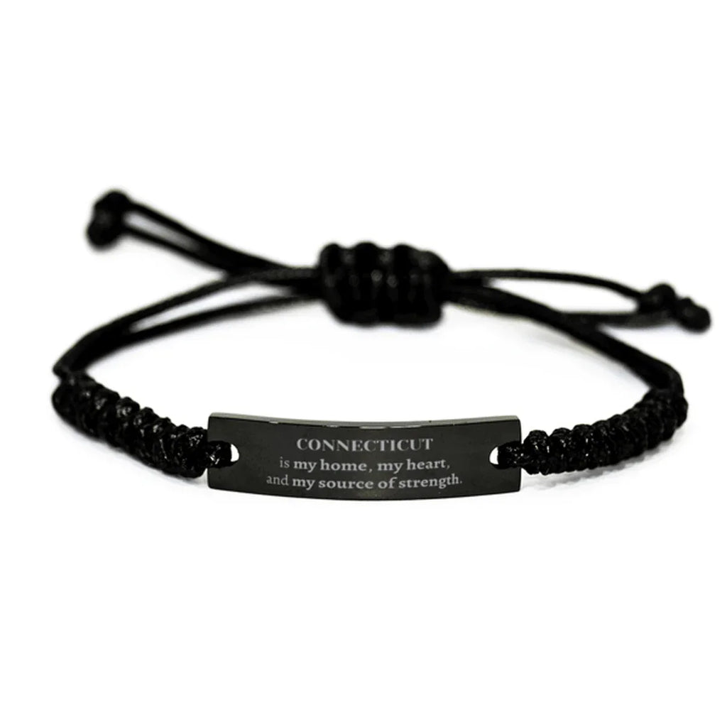 Connecticut is my home Gifts, Lovely Connecticut Birthday Christmas Black Rope Bracelet For People from Connecticut, Men, Women, Friends