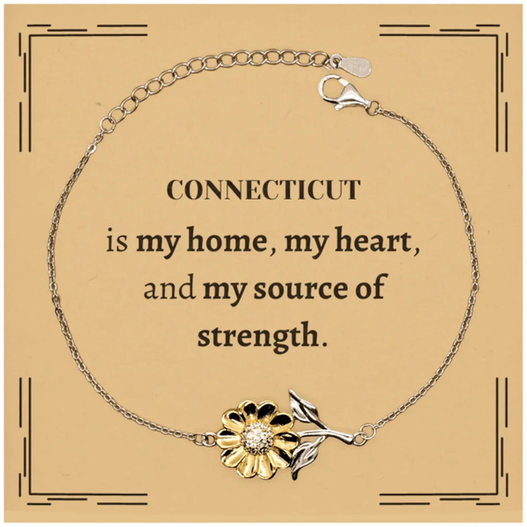 Connecticut is my home Gifts, Lovely Connecticut Birthday Christmas Sunflower Bracelet For People from Connecticut, Men, Women, Friends