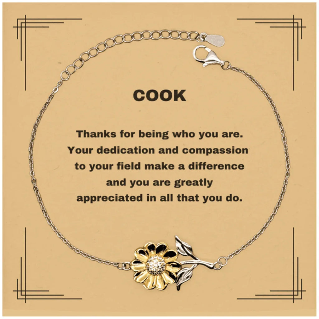Cook Sunflower Bracelet - Thanks for being who you are - Birthday Christmas Jewelry Gifts Coworkers Colleague Boss