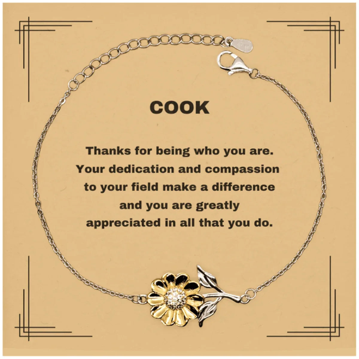 Cook Sunflower Bracelet - Thanks for being who you are - Birthday Christmas Jewelry Gifts Coworkers Colleague Boss