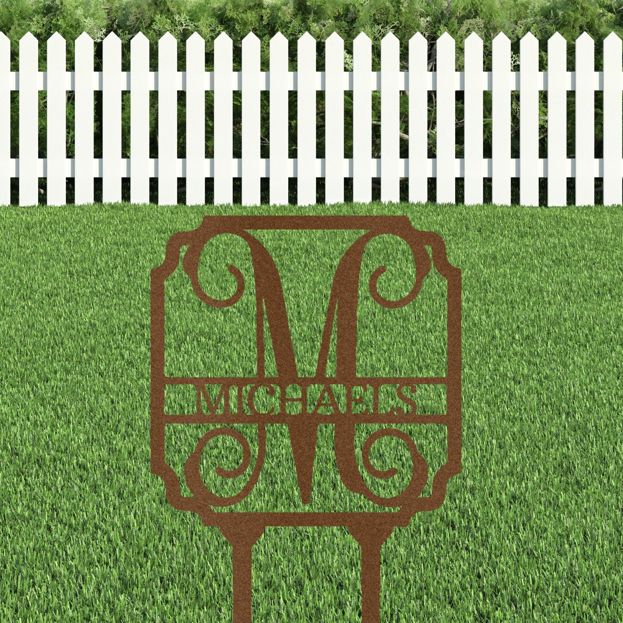 Vine Custom Name Initial Address Garden Lawn Yard Steel Stake Sign - Mallard Moon Gift Shop
