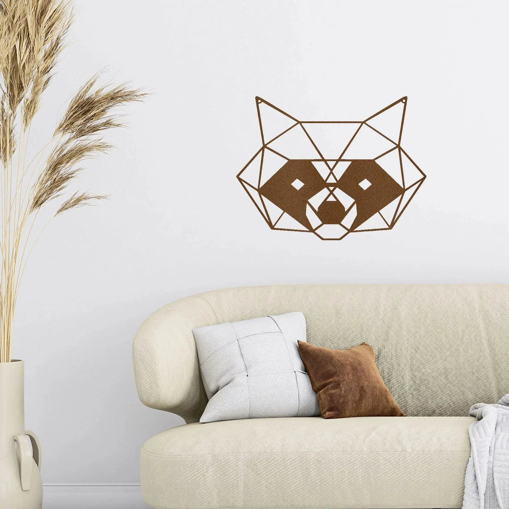 Geometric Raccoon Indoor Outdoor Steel Wall Sign