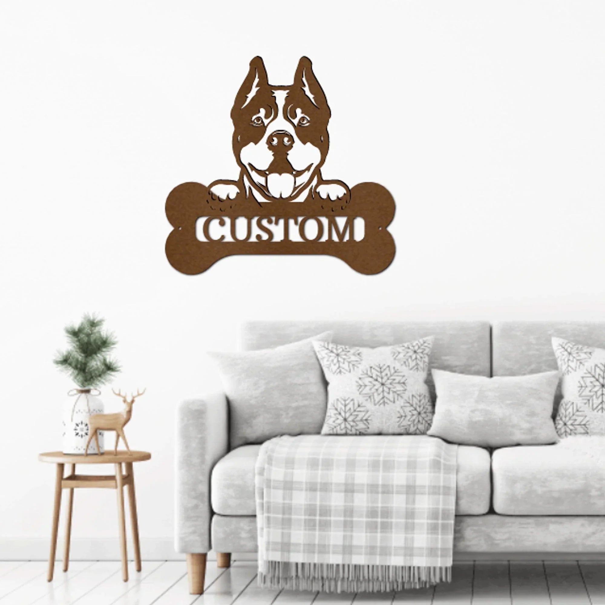 Pit Bull Dog Custom Name Metal Art Wall Sign