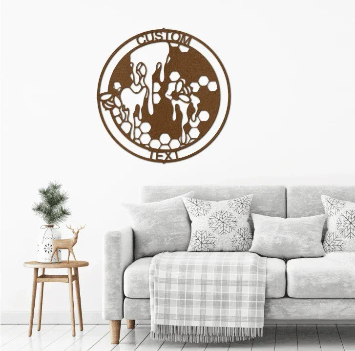 Honeybee Custom Name Metal Art Wall Sign