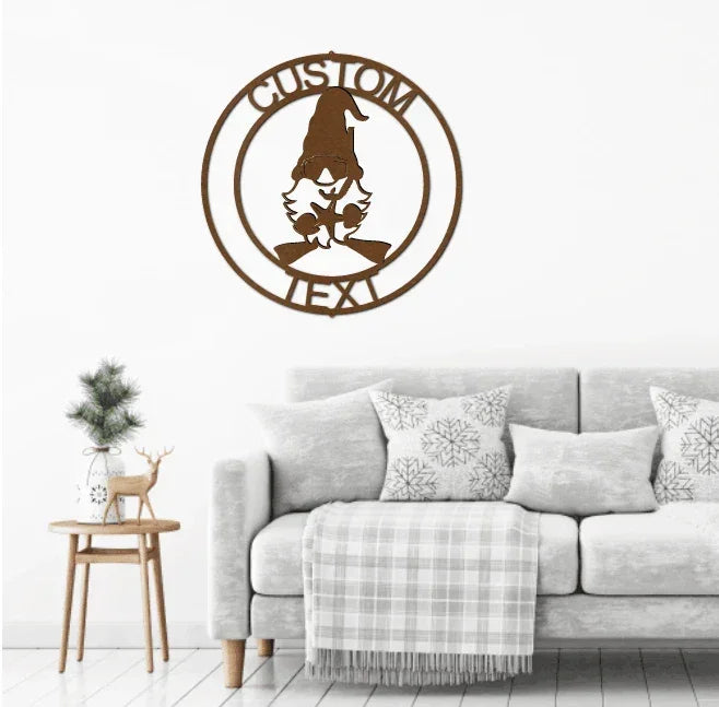 Summer Gnome Custom Name Metal Art Wall Sign Home Decor