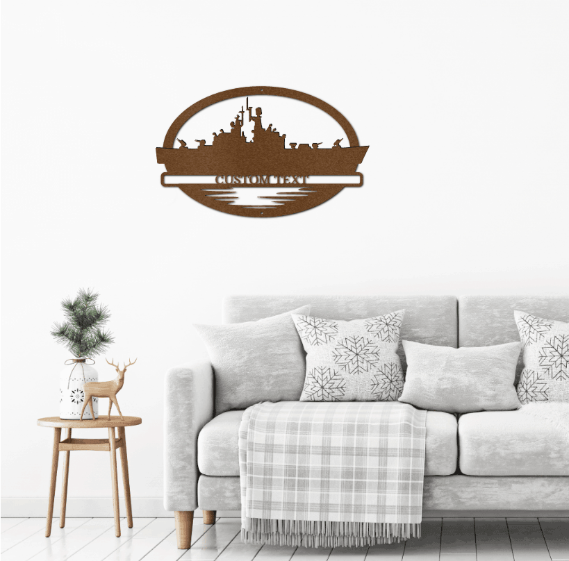 Navy Battleship USS South Carolina Silhouette Custom Metal Art Wall Sign - Mallard Moon Gift Shop