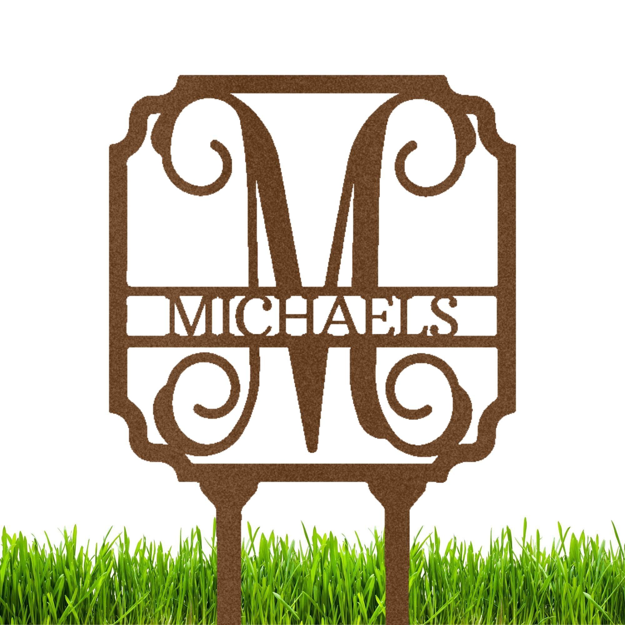 Vine Custom Name Initial Address Garden Lawn Yard Steel Stake Sign - Mallard Moon Gift Shop