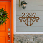 Initial Address Monogram Personalized Indoor Outdoor Steel Wall Sign Art