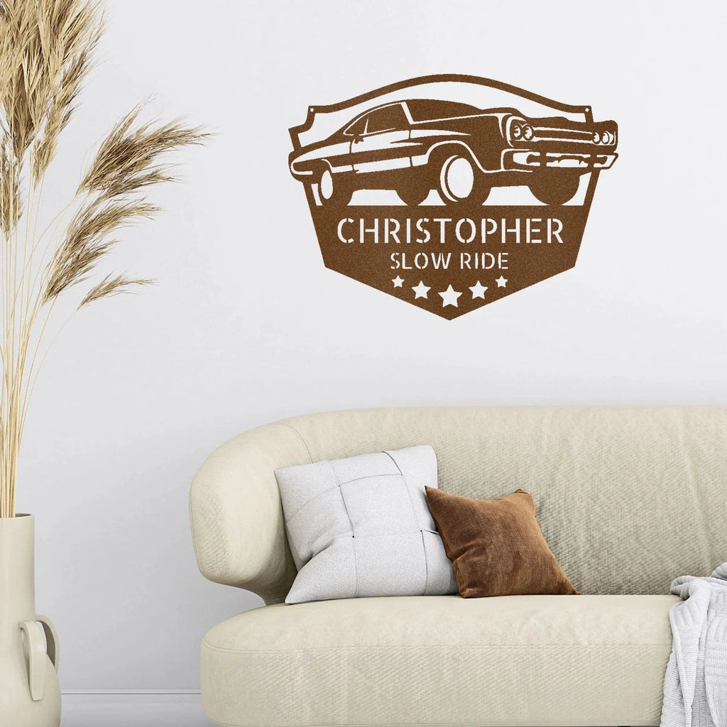 Classic Car Custom Name Indoor Outdoor Steel Wall Sign