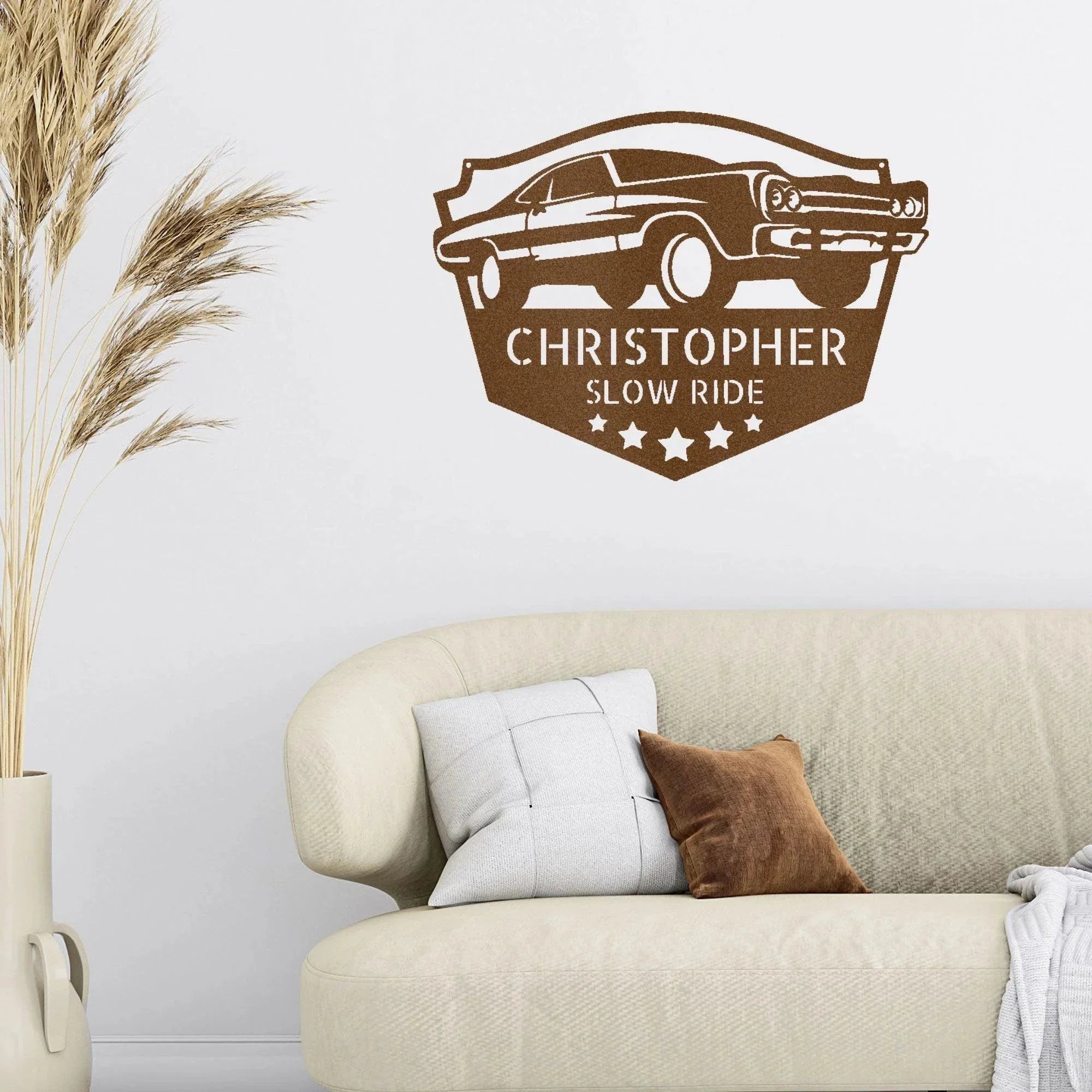 Classic Car Custom Name Indoor Outdoor Steel Wall Sign