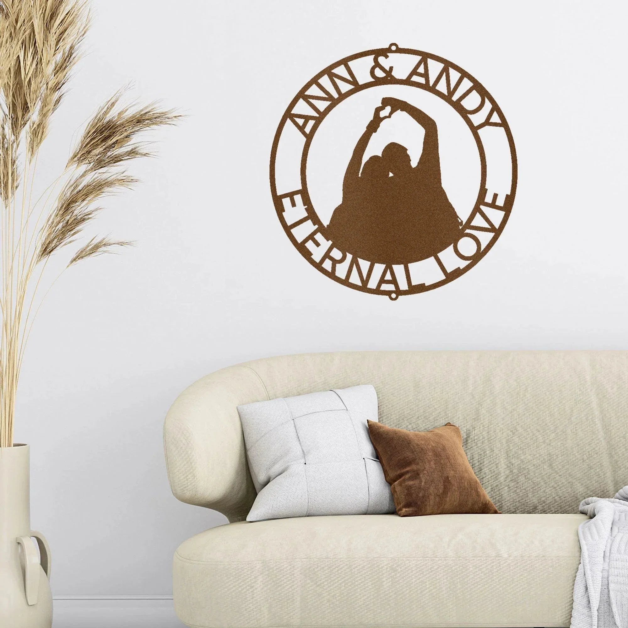 Couple Silhouette Custom Name Steel Wall Sign