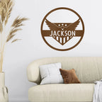 Patriotic Eagle Monogram Personalized Indoor Outdoor Steel Wall Sign Art