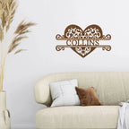 Fancy Heart Custom Name Steel Wall Sign