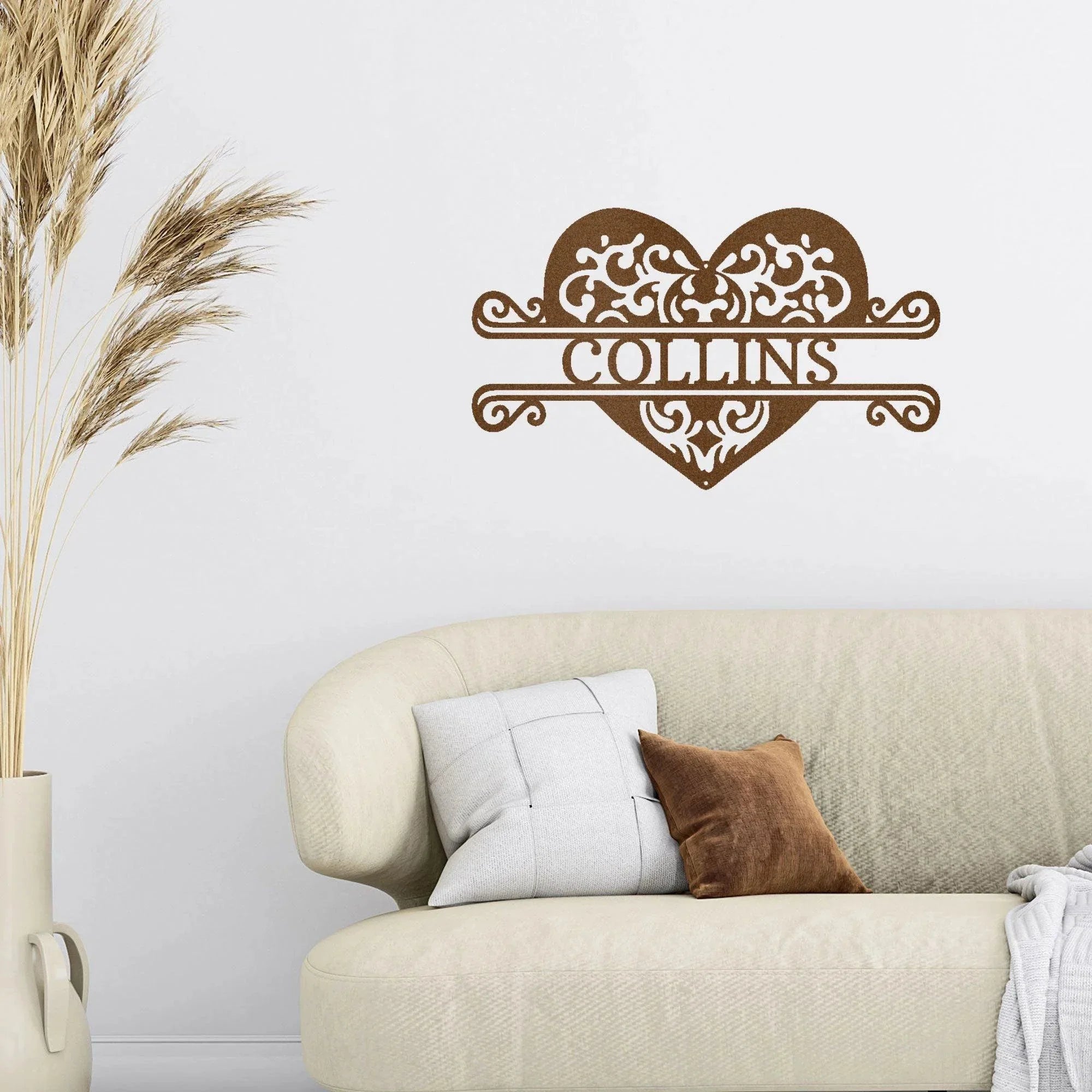 Fancy Heart Custom Name Steel Wall Sign
