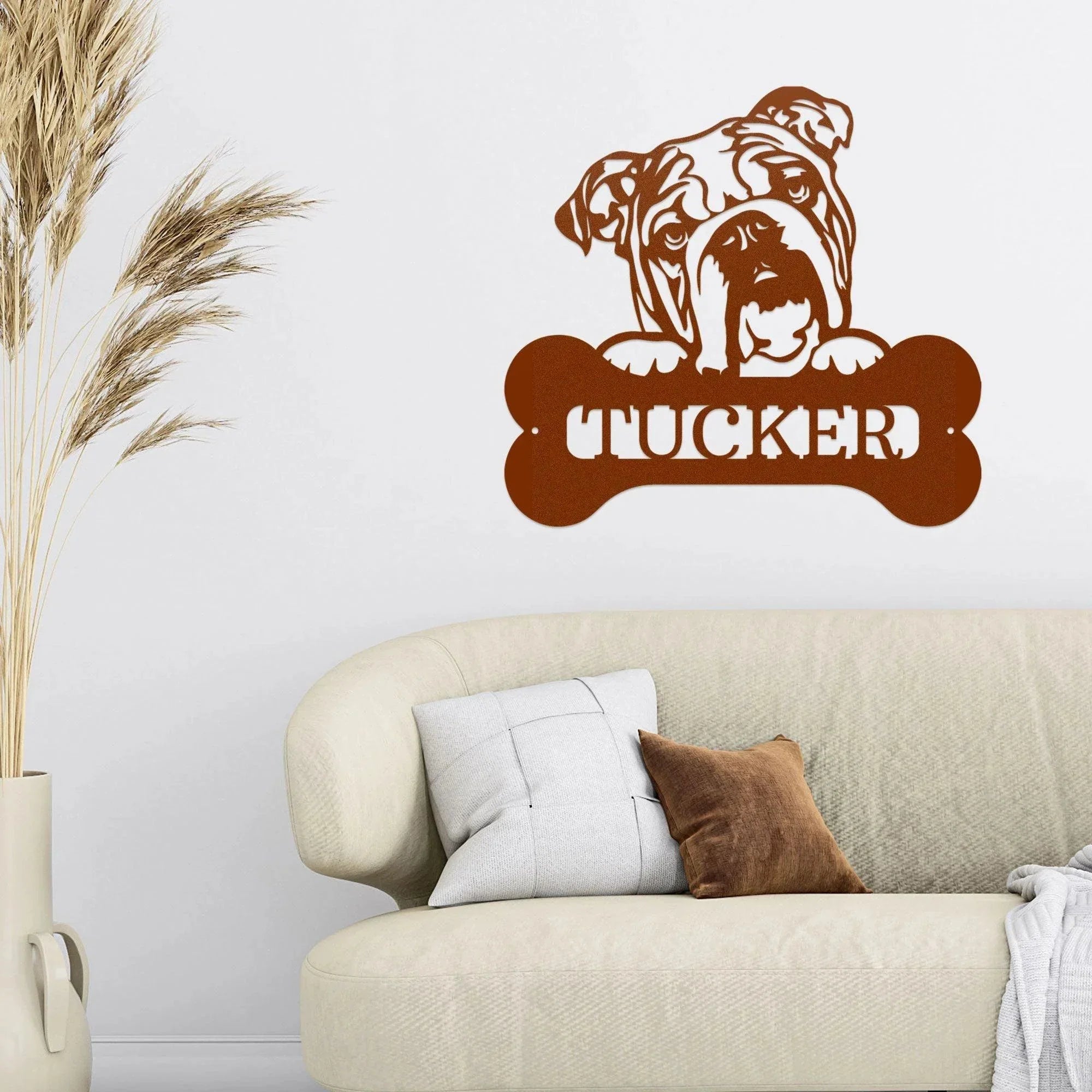 Bulldog Custom Name Metal Art Wall Sign