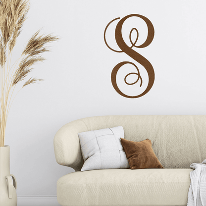 Fancy Initial Custom Monogram Metal Wall Art - Mallard Moon Gift Shop