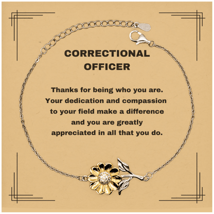 Correctional Officer Sunflower Bracelet - Thanks for being who you are - Birthday Christmas Jewelry Gifts Coworkers Colleague Boss - Mallard Moon Gift Shop