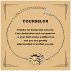Counselor Sunflower Bracelet - Thanks for being who you are - Birthday Christmas Jewelry Gifts Coworkers Colleague Boss