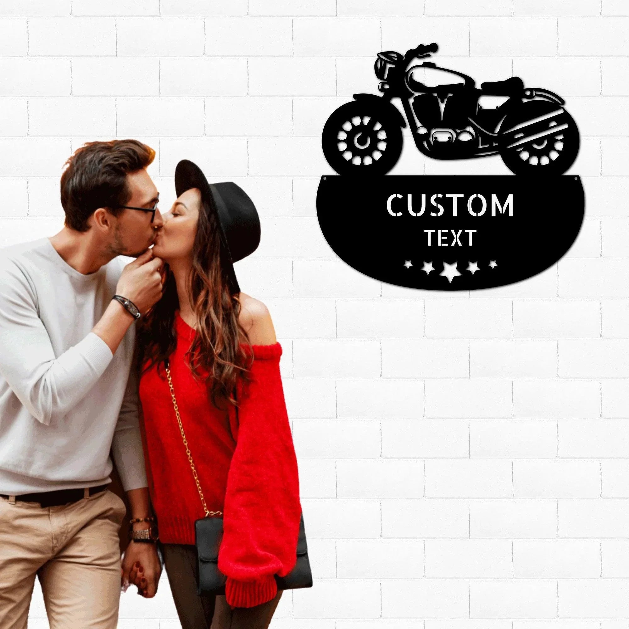 Personalized Motorcycle Metal Wall Sign – Custom Name Laser-Cut Steel Art for Indoors & Outdoors