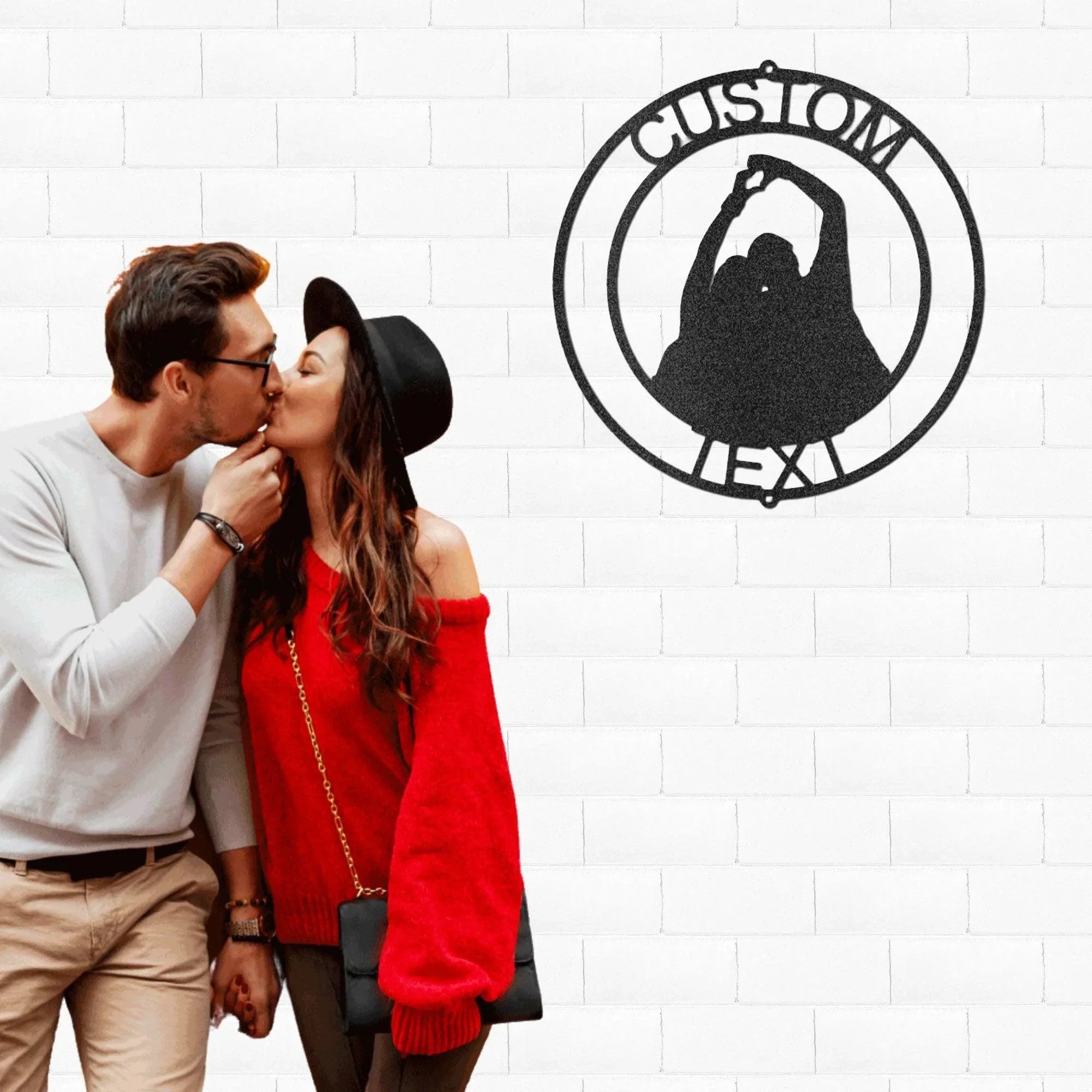 Couple Silhouette Custom Name Steel Wall Sign