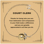 Court Clerk Sunflower Bracelet - Thanks for being who you are - Birthday Christmas Jewelry Gifts Coworkers Colleague Boss