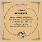 Court Reporter Sunflower Bracelet - Thanks for being who you are - Birthday Christmas Jewelry Gifts Coworkers Colleague Boss
