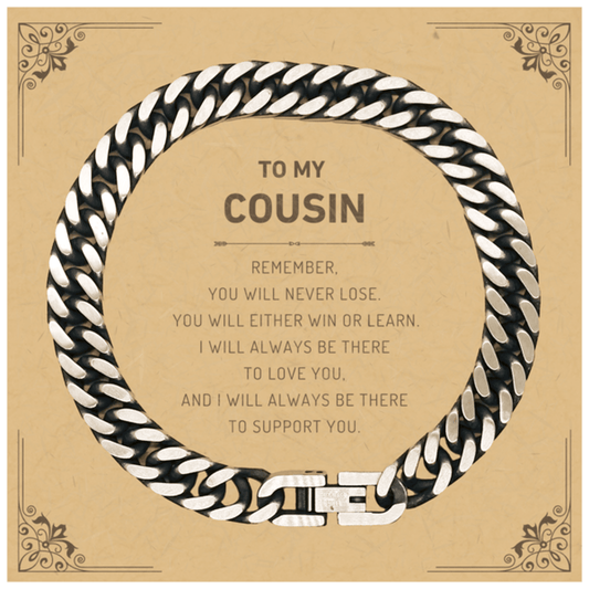 Cousin Gifts, To My Cousin Remember, you will never lose. You will either WIN or LEARN, Keepsake Cuban Link Chain Bracelet For Cousin Card, Birthday Christmas Gifts Ideas For Cousin X-mas Gifts - Mallard Moon Gift Shop