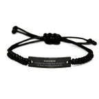 Cousin Long Distance Relationship Gifts, No matter the miles that separate us, Cute Love Black Rope Bracelet For Cousin, Birthday Christmas Unique Gifts For Cousin