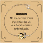 Cousin Long Distance Relationship Gifts, No matter the miles that separate us, Cute Love Sunflower Bracelet For Cousin, Birthday Christmas Unique Gifts For Cousin