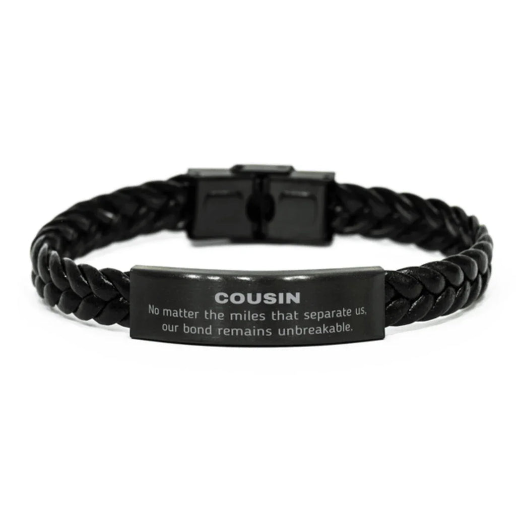 Cousin Long Distance Relationship No matter the miles that separate us, Our Bond Remains Unbreakable Braided Leather Bracelet Birthday Graduation Christmas Unique Gifts