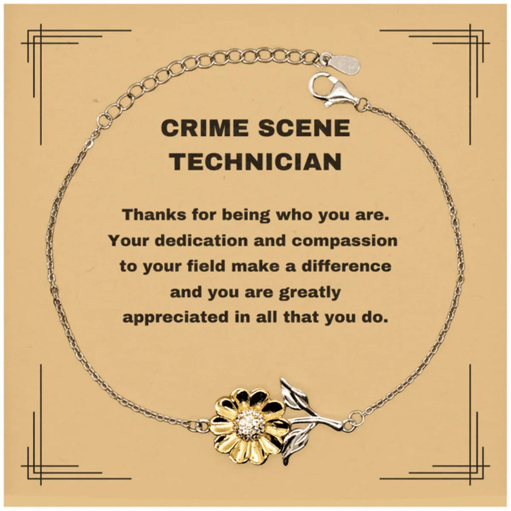 Crime Scene Technician Sunflower Bracelet - Thanks for being who you are - Birthday Christmas Jewelry Gifts Coworkers Colleague Boss