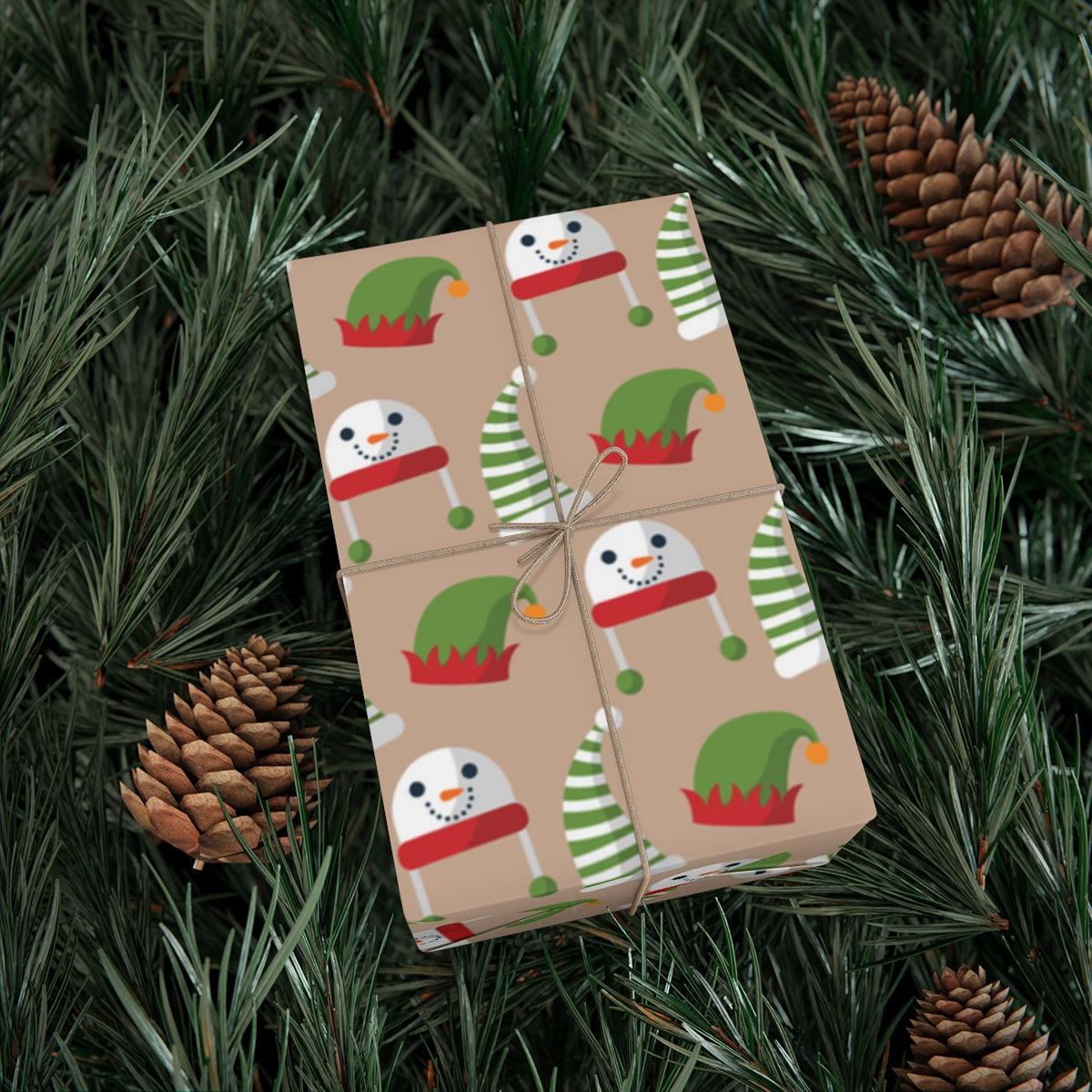 Gift Wrap Papers Snowman and Elf Hats - Mallard Moon Gift Shop
