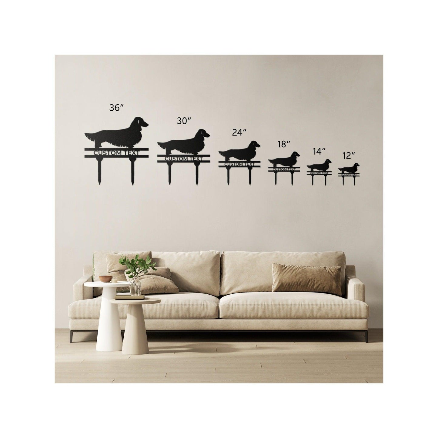Dachshund Long Haired Custom Address, Name Metal Yard Sign - Mallard Moon Gift Shop