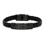 Dad Braided Leather Bracelet Gifts, To My Dad You are braver than you believe, stronger than you seem, Inspirational Gifts For Dad Engraved, Birthday, Christmas Gifts For Dad Men Women