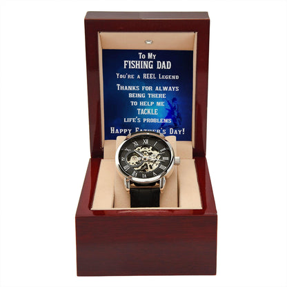 Father's Day Gift for a Fisherman Dad Openwork Watch - Mallard Moon Gift Shop