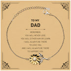 Dad Gifts, To My Dad Remember, you will never lose. You will either WIN or LEARN, Keepsake Sunflower Bracelet For Dad Card, Birthday Christmas Gifts Ideas For Dad X-mas Gifts