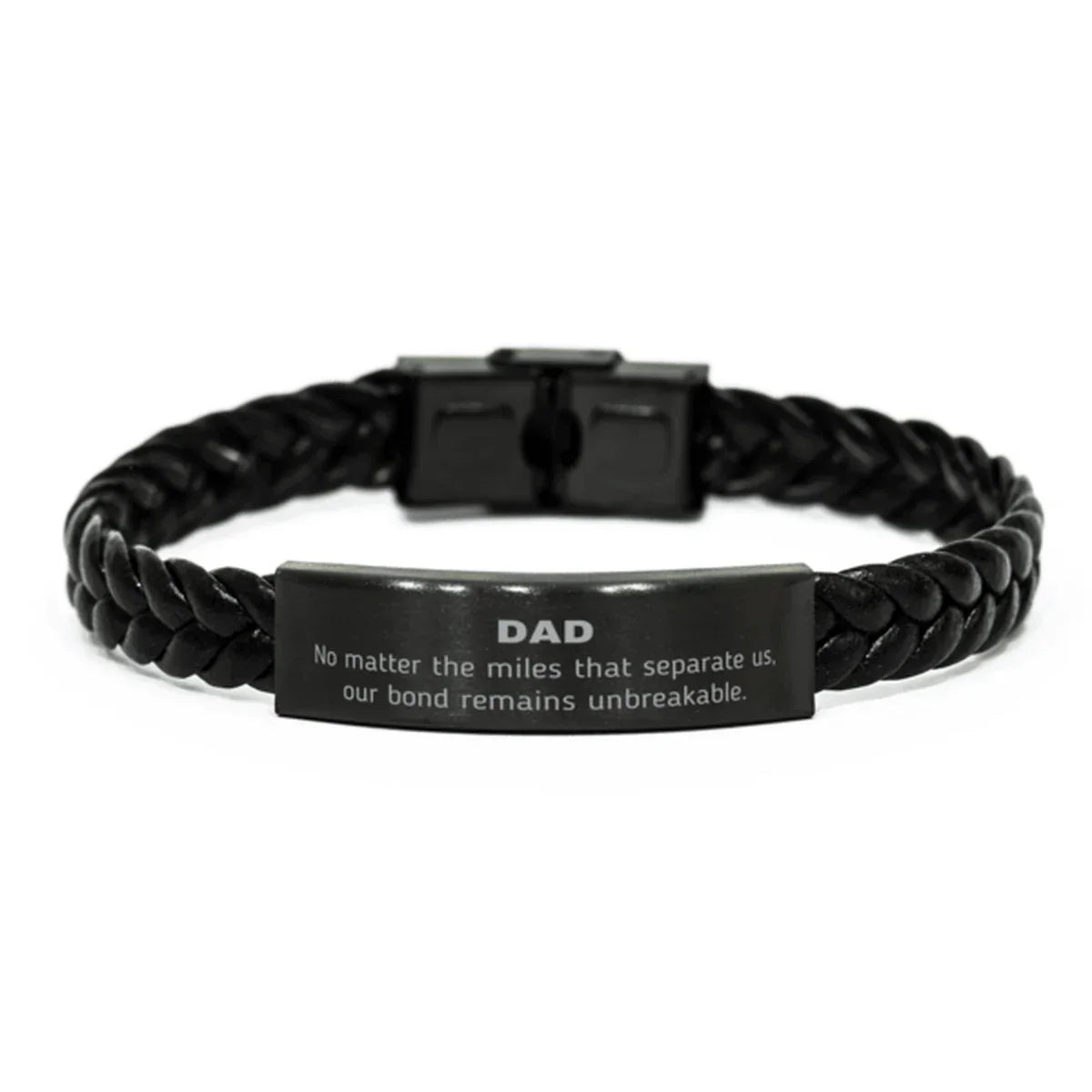Dad Long Distance Relationship No matter the miles that separate us, Our Bond Remains Unbreakable Braided Leather Bracelet Birthday Father's Day Christmas Unique Gifts