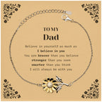 Dad Sunflower Bracelet Gifts, To My Dad You are braver than you believe, stronger than you seem, Inspirational Gifts For Dad Card, Birthday, Christmas Gifts For Dad Men Women