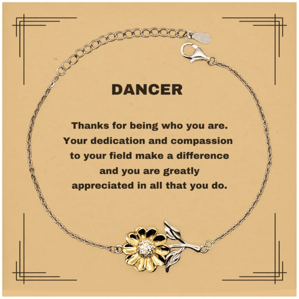 Dancer Sunflower Bracelet - Thanks for being who you are - Birthday Christmas Jewelry Gifts Coworkers Colleague Boss
