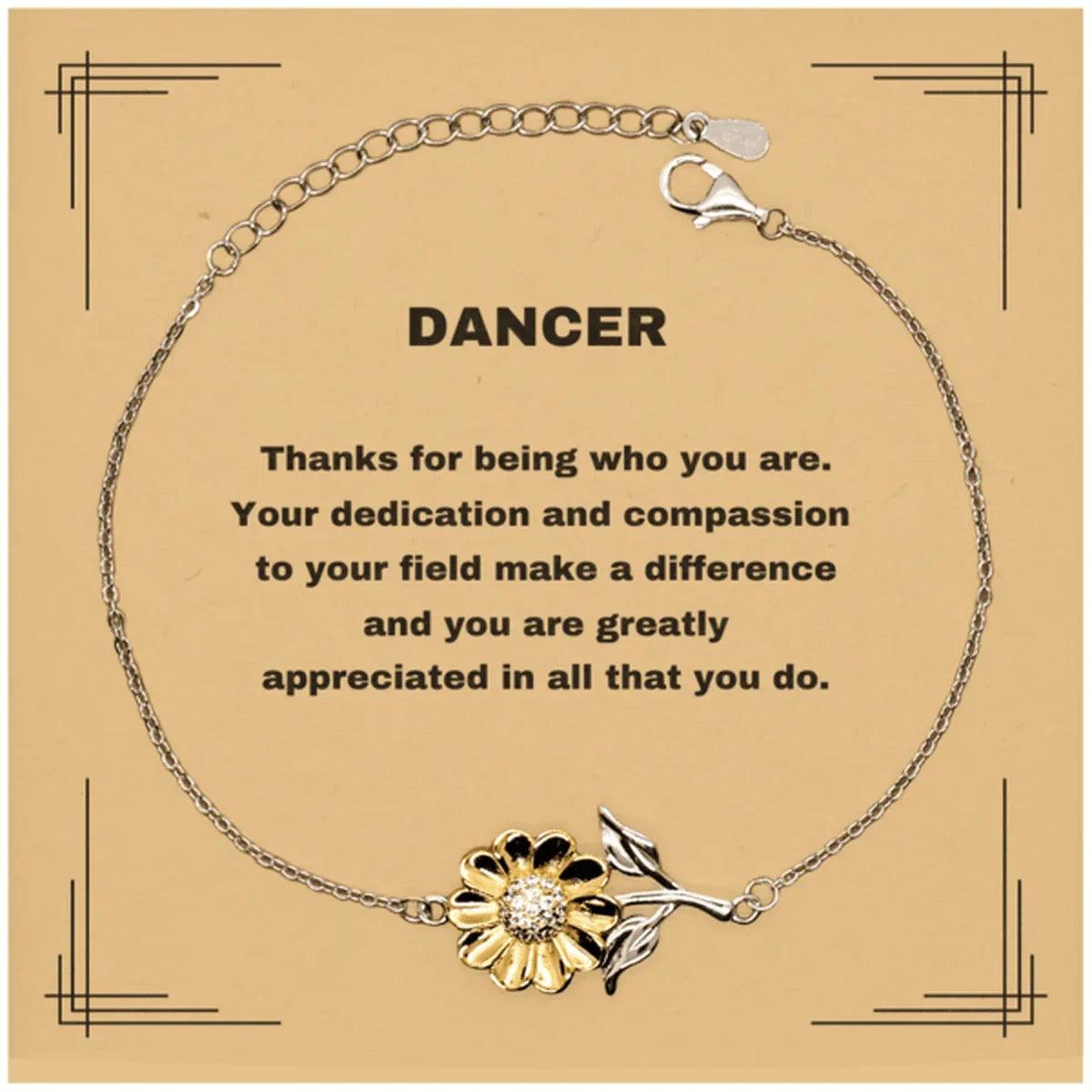 Dancer Sunflower Bracelet - Thanks for being who you are - Birthday Christmas Jewelry Gifts Coworkers Colleague Boss