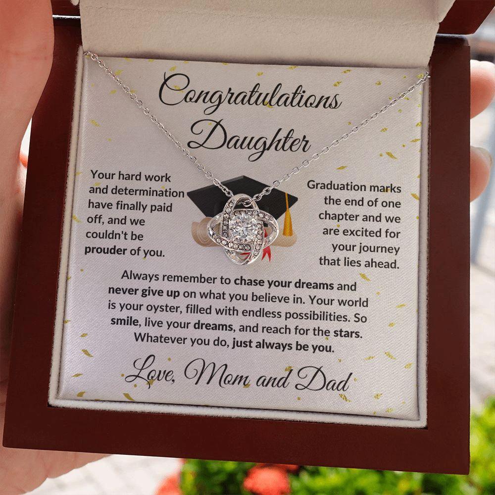 Daughter Graduation Congratulations Proud of You Love Knot Necklace